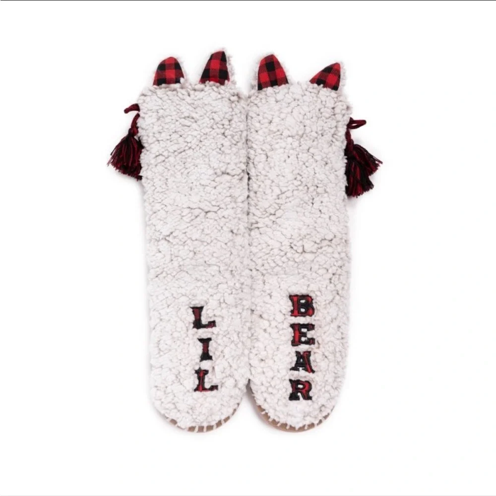 •NEW•Muk Luks Kids Cozy Sherpa Slipper Sock- IVORY BUFFALO